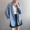 Женский oversized двубортный блейзер, легкий повседневный летний пиджак для работы