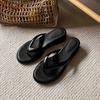 Sheepskin~ Inner Height Increase 4cm Flip-flops Women's Shoes Summer Outer Wear Beach Slippers Women's Thick-soled Wedge Heel Toe Cool Slippers