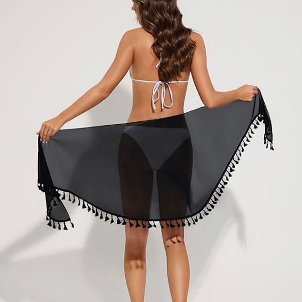 Женские короткие саронги с кисточками, сексуальные накидки, купальный костюм, новая юбка для плавания для женщин, девушек