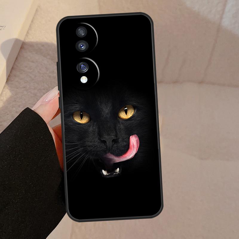 Черный Кошачий Лицо Китти Для Honor Magic 7 Lite 6 5 V5 Чехол Для Honor 400 200 Pro 90 70 50 X8a X8b X9a X9b X9c Обложка