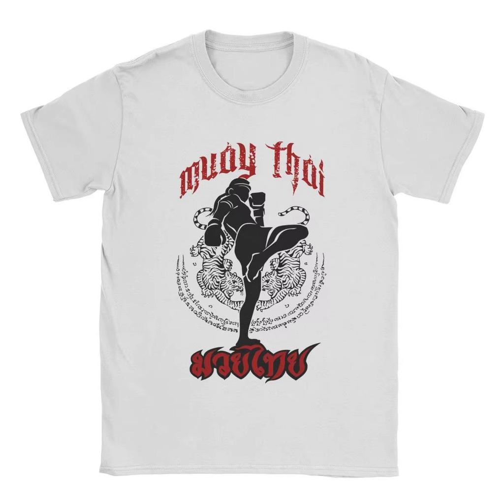 Мужские футболки Muay Thai Sak Yant Tiger Unique 100% Хлопковая футболка с коротким рукавом Боксерские футболки с круглым вырезом Одежда Лето