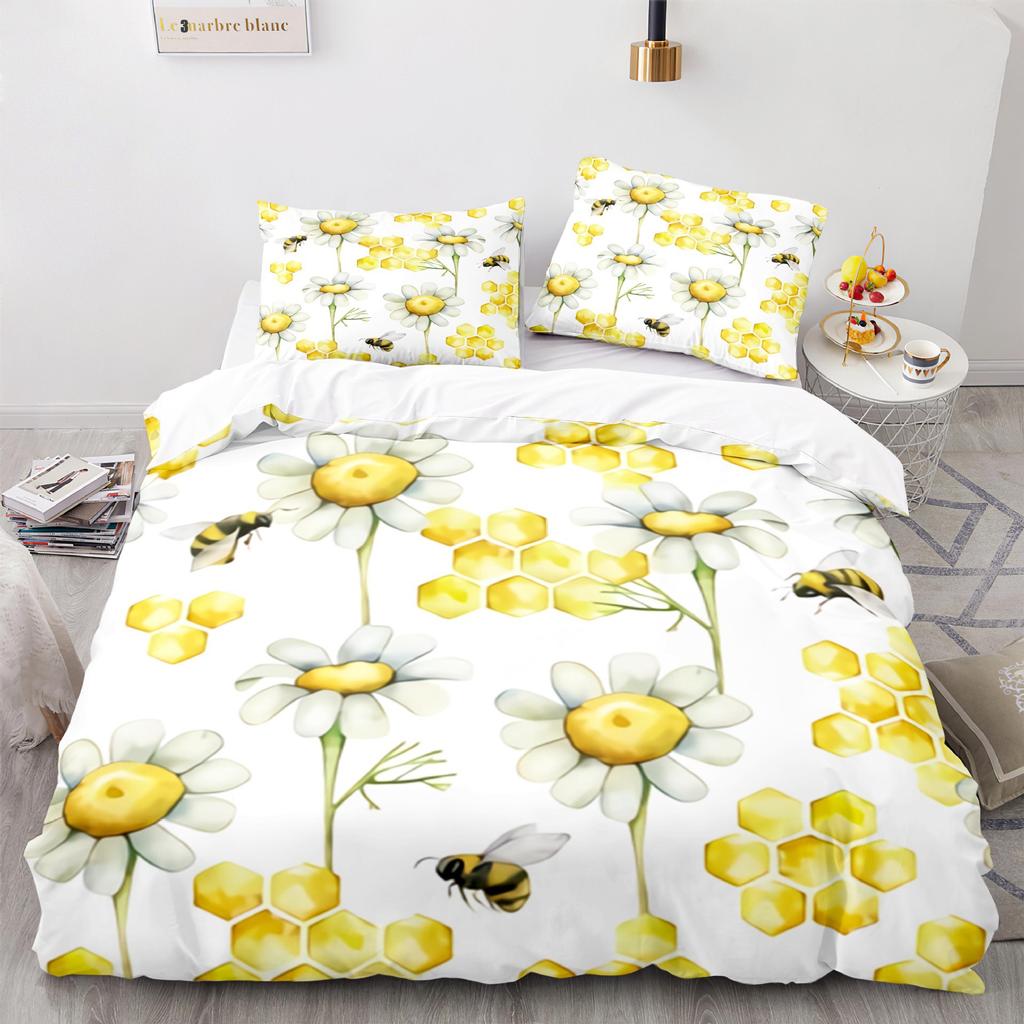 Home Textile Bee Quilt Cover Digital Printing Three-Piece 3D