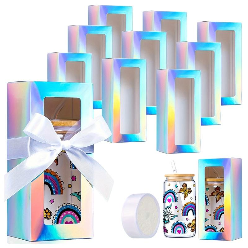 5 шт. Упаковочная коробка для вечеринки, праздничные подарки, прозрачная витринная коробка, белая подарочная коробка для тамблера, черная с лентой