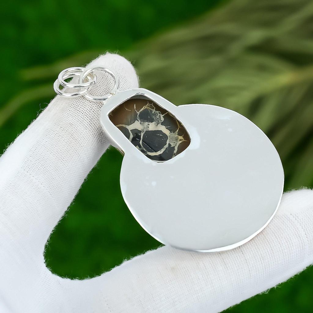 Sisters Day Deal Moroccan Mud Crack Fossil Stone New Pendant Jewelry 925 Silver