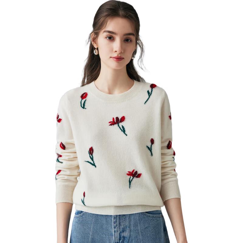 PALUOPO Women's Jacquard Cashmere Sweater