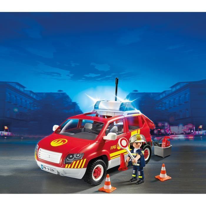 PLAYMOBIL - City Action - Véhicule d'Intervention avec Sirène - Les Pompiers - Voiture de Pompiers