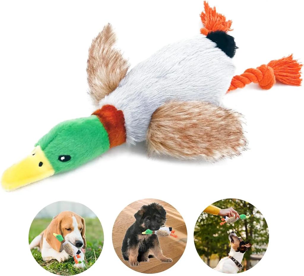 Durable Dog Chew Toys Cute Plush Duck Sound Toy Stuffed Squeaky Animal Squeak Dog Toy Cleaning Tooth Dog Chew Rope Toys