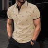 New European and American Men's Lapel Polo Flamingo Short-sleeved Shirt Fashionable Personalized Printed Street Short-sleeved Top
