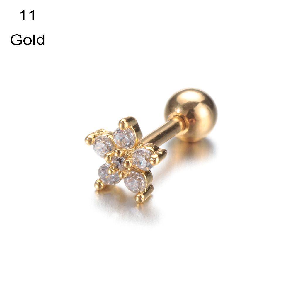 Серьги-гвоздики для пирсинга ушей Moon Heart Cartilage Helix Tragus Silver Gold Color CZ Украшения для тела