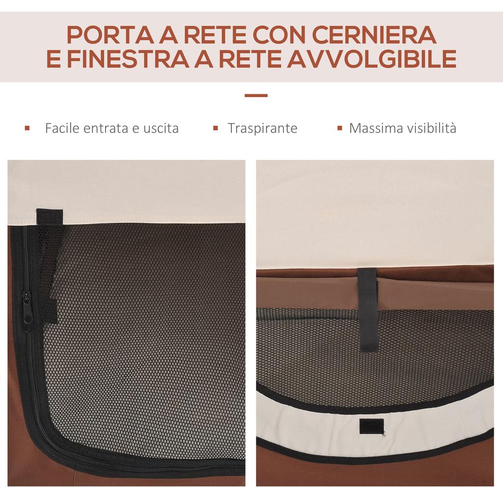 Foldable and Padded Pet Carrier for Dogs and Cats 61x46x51cm Coffee