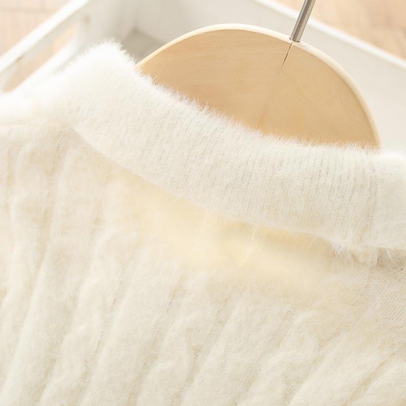 Детское платье с длинными рукавами, новые модные вязаные платья-свитера для девочек, повседневное плиссированное платье трапециевидной формы с лацканами для детей