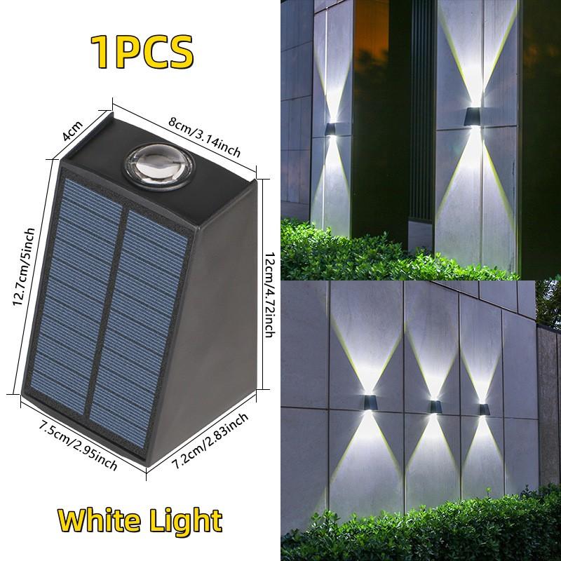 2 LED Solar Wall Lamp Waterproof Outdoor Solar Garden Decor Lights Up and Down Luminous Lighting for Street Balcony Garden Villa