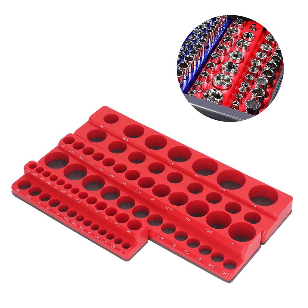 3PCS Magnetic Socket Holders Plastic Socket Organizer Storage Tray for 1/4 3/8 1/2 Inch Drive Socket