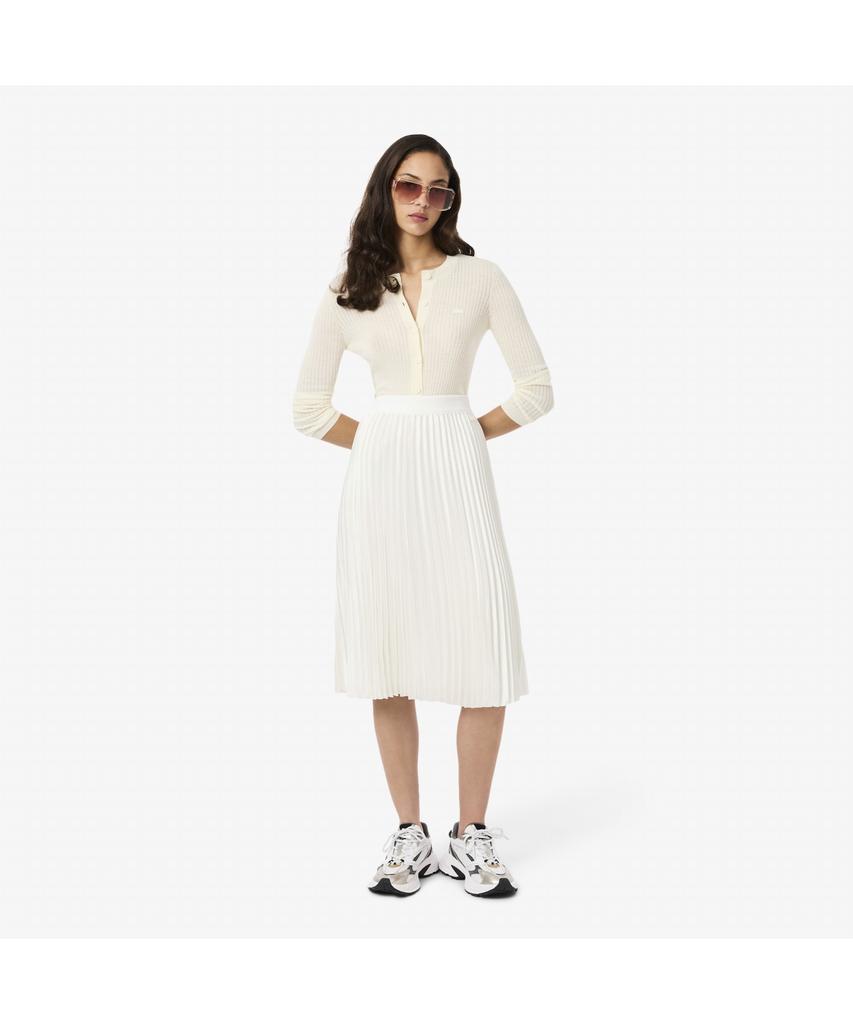 Lacoste Women'S Shiny Logo Banded Pleated Long Skirt Jf5605-55N 70V
