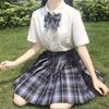 Комплект летней школьной формы JK «Парящая луна»: Аутентичная клетчатая юбка и топ с коротким рукавом, академический стиль для начальной школы