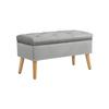 Banc De Rangement - MUVOE - 102x35x43 Cm - Bois D'hévéa - Gris - Rembourré Velours