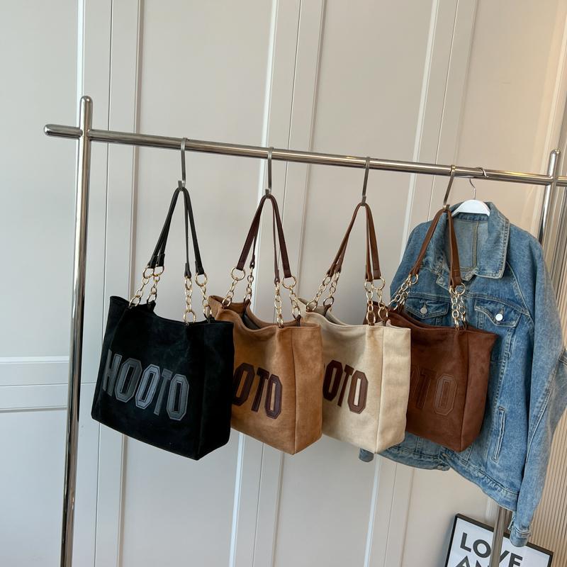 Женская большая сумка-тоут с буквенным принтом, сумка через плечо с цепочками, сумка через подмышку