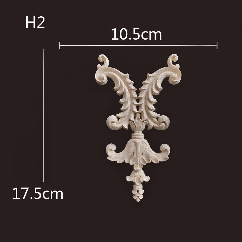 Rubber Wood Applique for Furniture Flower Decoration Wood Carving Onlays Luxury Living Room Decoration Decal Floral Home Decor