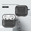 Черный мягкий силиконовый чехол с текстурой под карбон для Apple AirPods Pro 2-го и 3-го поколения - Водонепроницаемый, ударопрочный, устойчивый к царапинам, с карабином