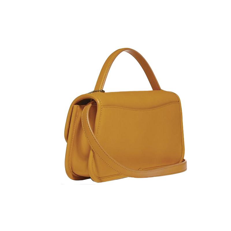COACH Turnlock 18 Signature Logo Charm Leather Shoulder Crossbody Clutch Large Women's Yellow
