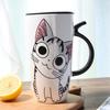 600 мл керамическая кофейная кружка с котом и крышкой, большая емкость, кружки с животными, посуда для напитков, кофейные, чайные чашки, чашка для молока