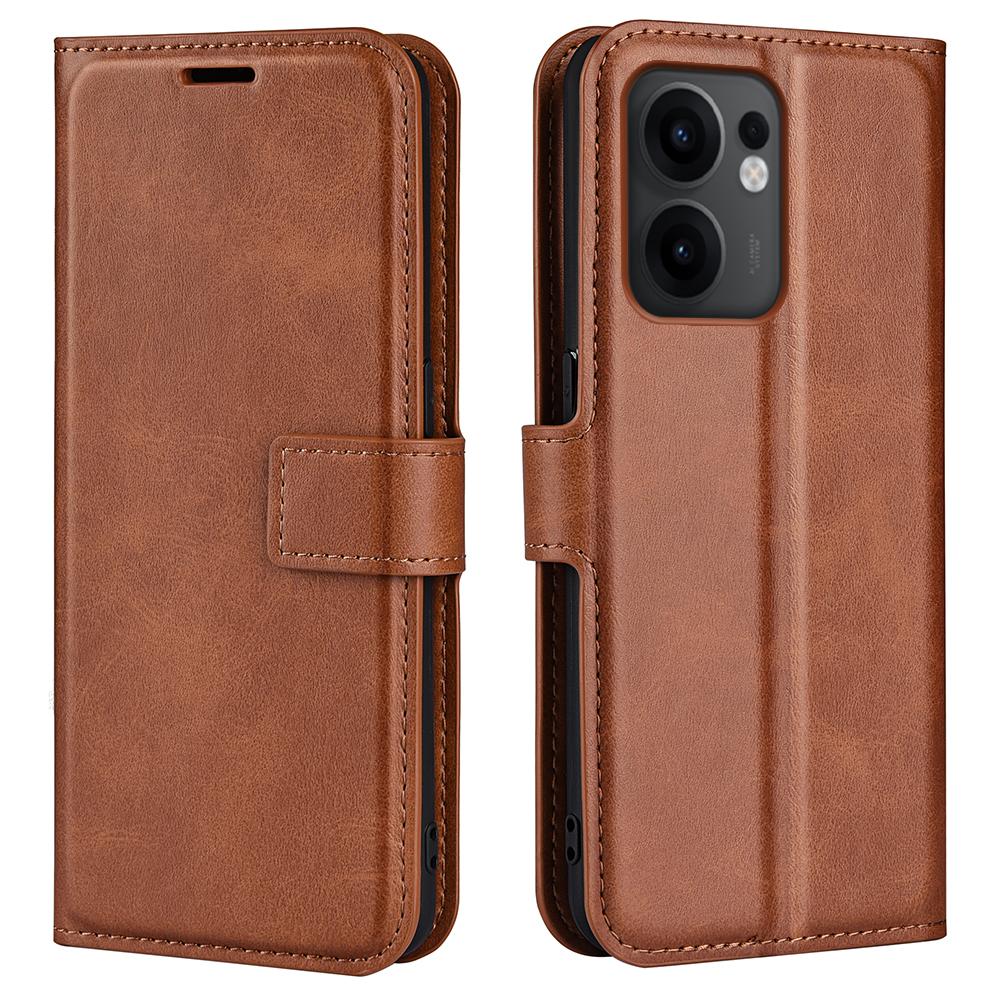 For Oppo Reno13 F 5G Stand Case Anti-Scratch Calf Texture Leather Phone Cover