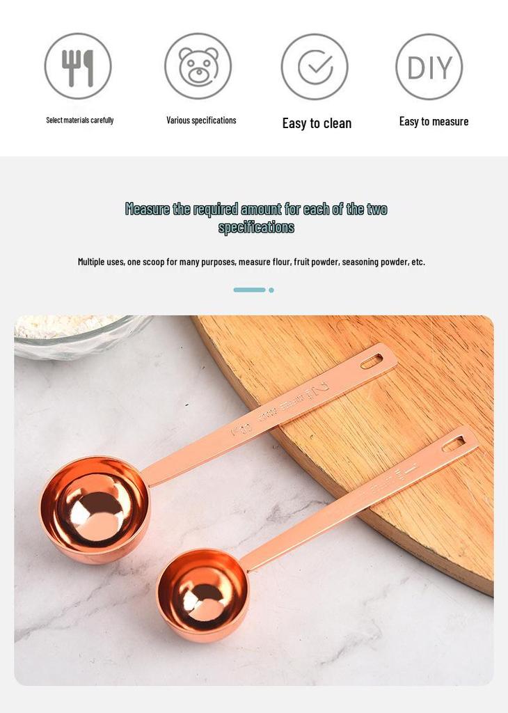 Stainless Steel Long Handle Measuring Spoon Set: 30ml Coffee, 15ml Milk/Fruit Powder - Perfect Baking Tool