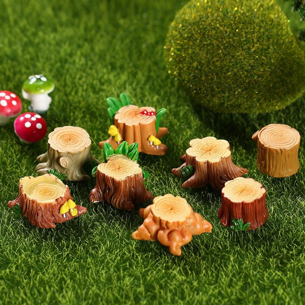 Creative Cute Simulation Tree Stump Cartoon DIY Resin Small Tree Stump Tree Stump Shape Tree Stump Ornaments Courtyard