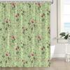 Sage Green Botanical Shower Curtain Floral Vintage Pink Flower Green Leaves Plant Watercolor Wildflower Herb Elegant Bath