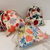 Милая косметичка для рождественского подарка, органайзер для конфет, украшений, хлопковая льняная цветочная сумка для хранения, женская сумка для хранения, отделка