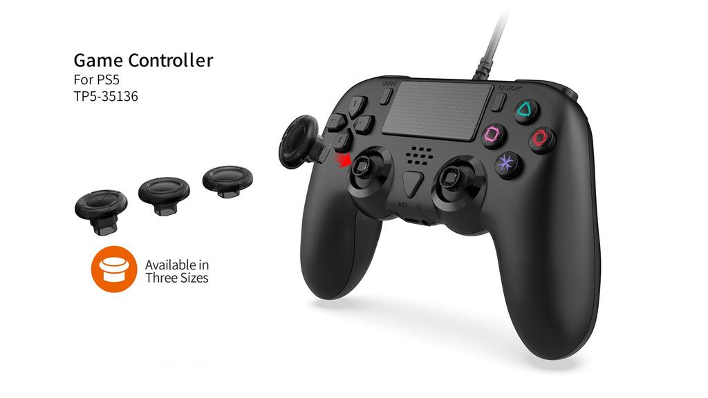 Wired Controller Compatible with PS 5 5 Wired Controller with Advanced Reverse Button with Fingers 2 2 Mid 5/PS Pro/PS Slim/PC - Built-in