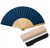 Nishikawa Shouroku Shoten Ruler Paulownia Wood Box with Fan Stylish and Unique Perfect Gift for Day for Men Fan/Bamboo, Pouch, Design, Father's (Navy)