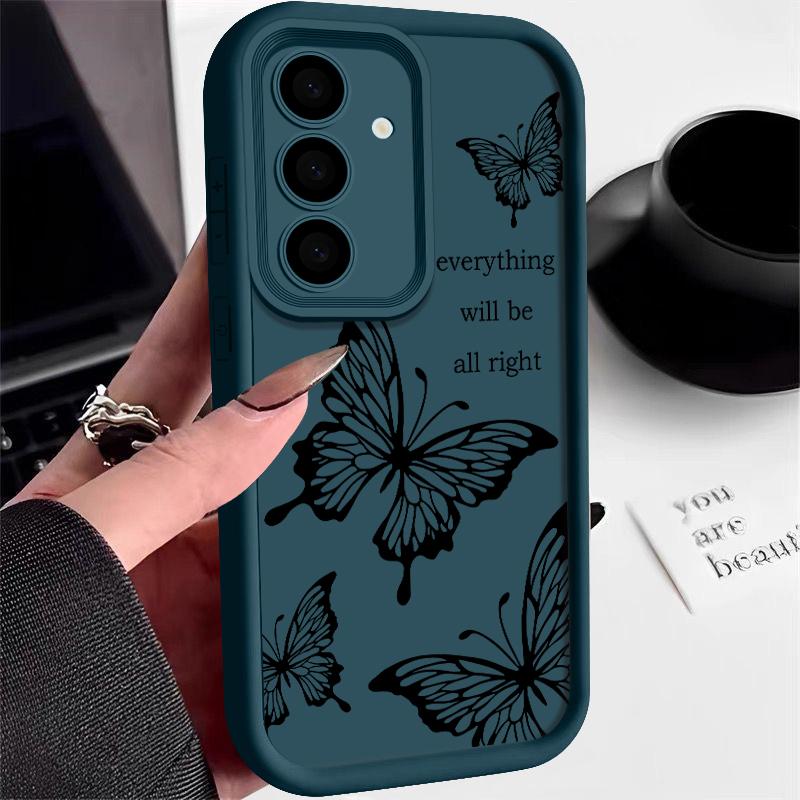 Shockproof Butterfly Print Protection Phone Case for Samsung S25 S24 FE S23 Ultra S22 Plus S21 A16 A56 A55 A36 A35 A15 5G Soft Silicone Matte Shell