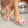 Women's Platform Sandals Sexy Transparent Nightclub Thick Heel Crystal Square Non-slip Flower 12CM LFD-1987-48