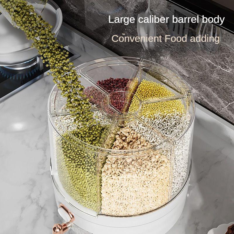 Ящик для хранения продуктов, отделение для ведра для риса, вращающийся ящик для хранения риса, домашняя устойчивая к насекомым и влаге герметичная коробка для хранения, банка для риса