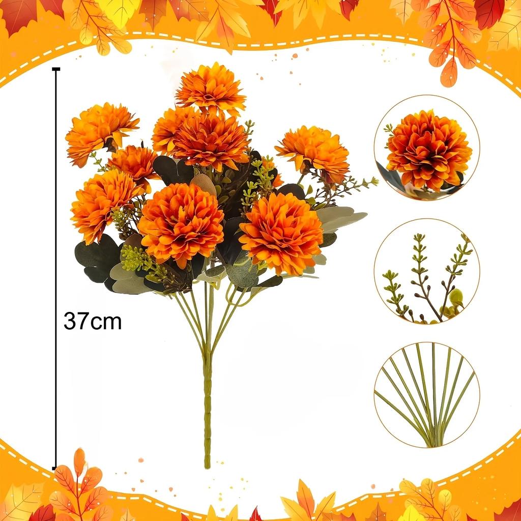 Artificial Marigold Chrysanthemum Flower Home Decor Simulation Floral Arrangement Fake Flower Decors for Room Table
