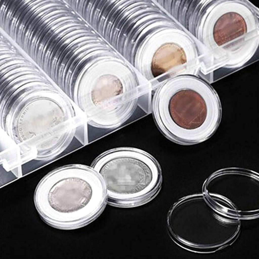 Collections Coin Holders Transparent 100pcs 22mm Round Plastic Capsules