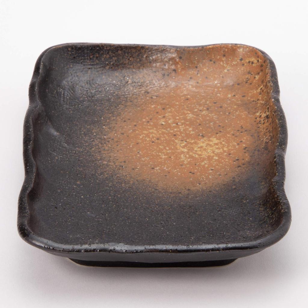 Тарелка в стиле Мино, длинная тарелка, керамическая тарелка, примерно 21 x 14 см, черная бизен, сделано в Японии K80294