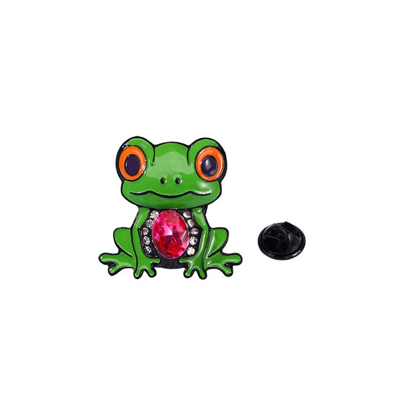 Cute Animal Brooch Frog Gem Series Styling Metal Oil Drop Cartoon Badge Waist Buckle