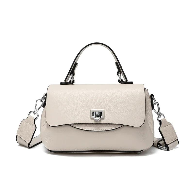 Women's Genuine Cowhide Leather Solid Color Crossbody Bag For Ladies Casual Handbag Luxury Female Messenger Bag Accessories