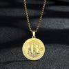 Kinitial Круглый кулон-ожерелье Bitcoin из нержавеющей стали, цепочка с шармом Bitcoin, чокер для мужчин и женщин, хип-хоп украшения