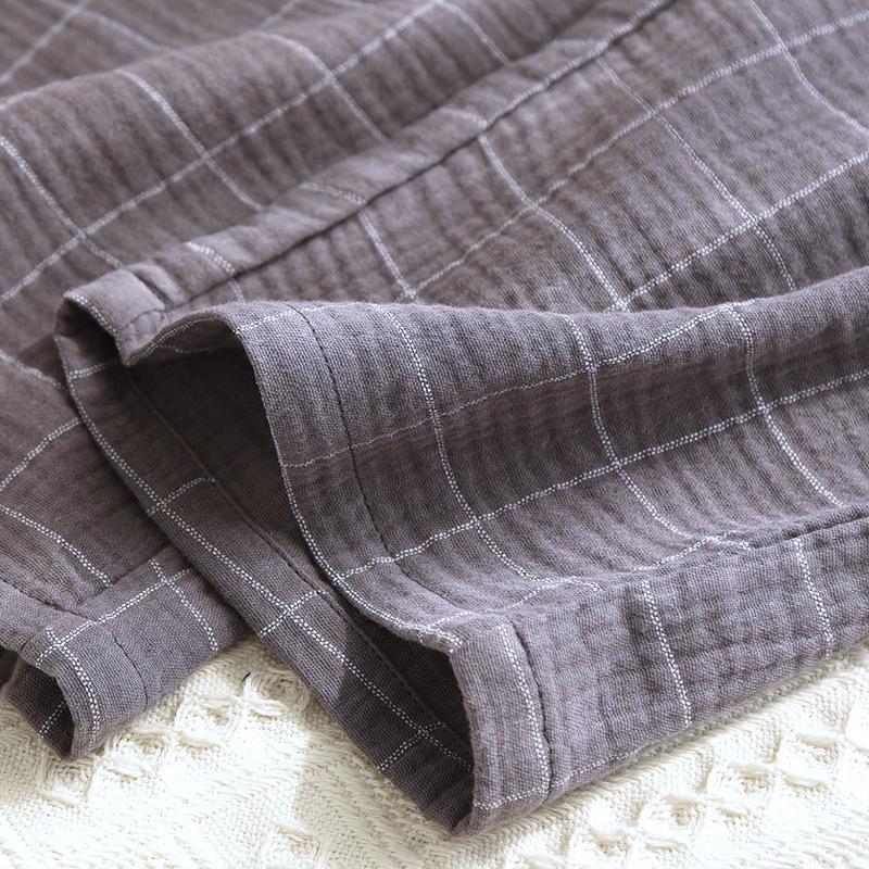 Мужская классическая клетчатая пижама: Чистый хлопок, длинный рукав, легкий креп, лацкан, свободный крой, для весны и осени