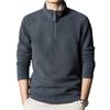 Men Sweatshirt Solid Color Long Sleeve Zipper Stand Collar Pullover Top Thick Polar Fleece Neck Protection Mid Length Men Top
