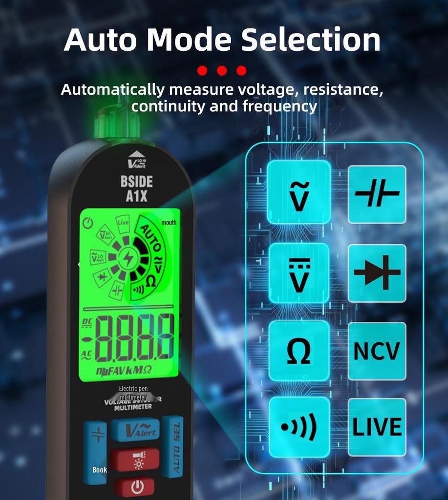 BSIDE Aimer A1X Smart Digital Multimeter - High Precision, Anti-Burn, Fully Automatic, Rechargeable Meter for Electricians