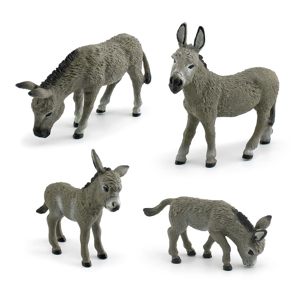 1pcs Realistic Donkey Animal Figurines Toy Figures Solid Grey Mule Models Farm Animal Toys Static PVC Decor Crafts