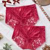 Женские сексуальные красные кружевные трусики больших размеров с цветочной сеткой - мягкое, дышащее и удобное нижнее белье с высокой талией