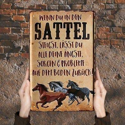Западная Лошадь Ковбой Винтажное Настенное Искусство Металлический Постер, Декор для Верховой Езды для Гостиной 8x12 Дюймов
