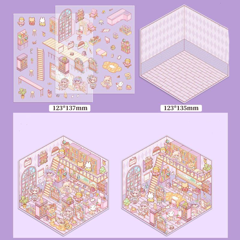 Мультфильм Еда Уличный Пейзаж Наклейка Сцена из Хижины DIY Игрушка Игра Наклейка Фестиваль Подарок На День Рождения для Детей Девочек и Детей
