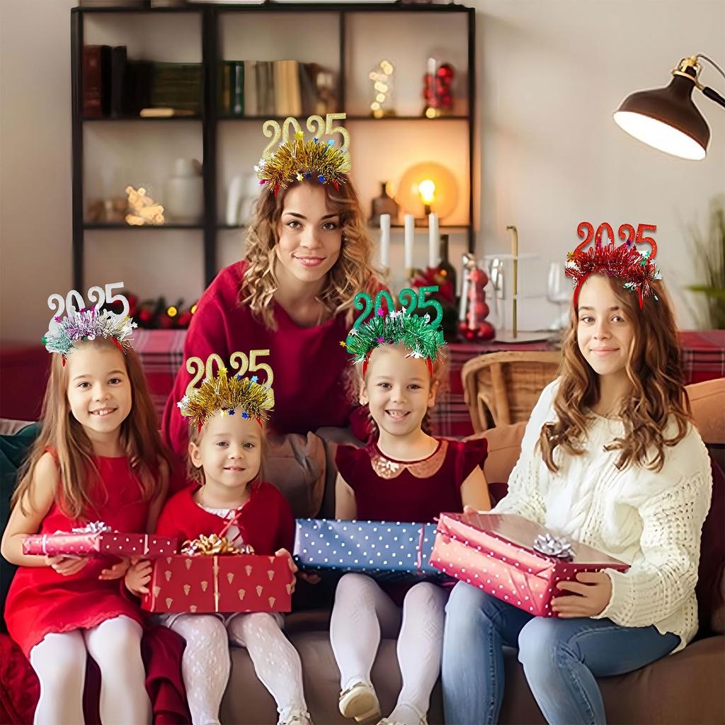 Повязка на голову в канун Нового года 2025 года - Рождественская повязка на голову - Праздничная вечеринка, нарядная повязка на голову, украшения в виде звезд - Празднование Нового года