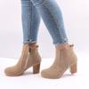 Зимние новые женские сапоги высокого качества, модные винтажные однотонные с круглым носком, на молнии, короткие голые сапоги